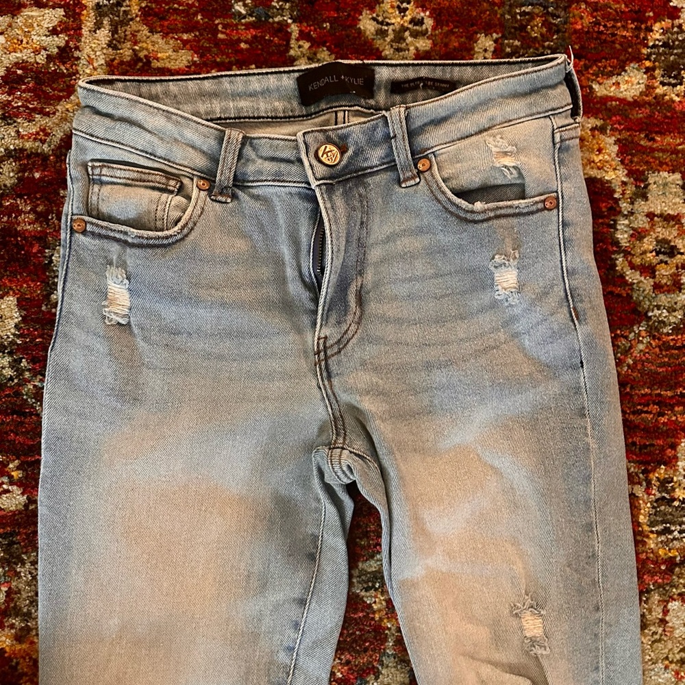 Kendall & Kylie Light Blue Ripped Skinny Jeans